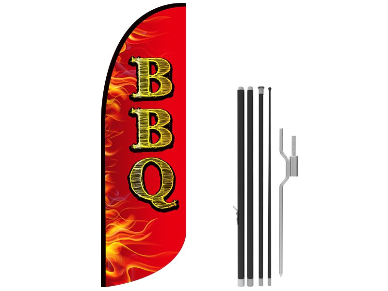 10ft BBQ Stock Blade Flag with Ground Stake 01 10ft BBQ Stock Blade Flag with Ground Stake 01