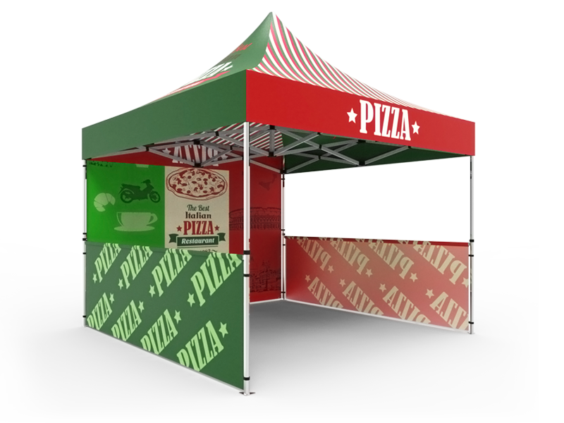 10x10 Custom Pop Up Canopy Tent & Single-Sided Full Backwall & 2 x Single-Sided Half Sidewalls 10x10 Custom Pop Up Canopy Tent & Single-Sided Full Backwall & 2 x Single-Sided Half Sidewalls