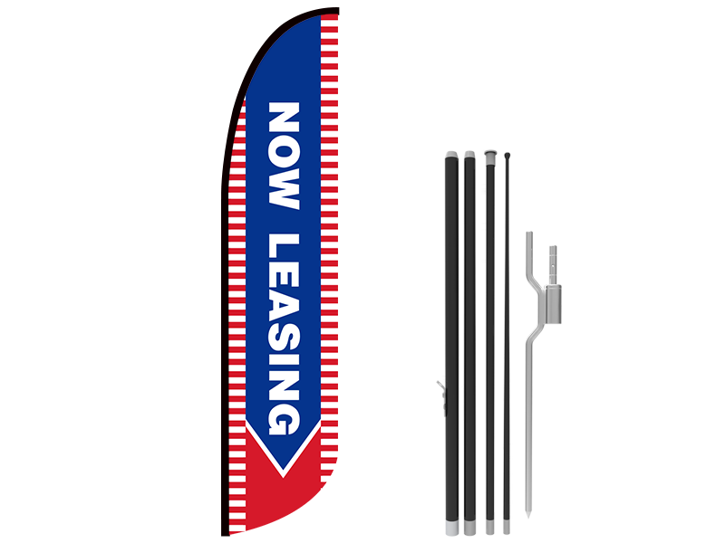 13ft NOW LEASING Stock Blade Flag with Ground Stake 04 13ft NOW LEASING Stock Blade Flag with Ground Stake 04