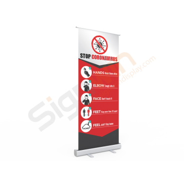 Stop Germs Standard Retractable Banner Stand with Economic Base 01 - Signwin Stop Germs Standard Retractable Banner Stand with Economic Base 01 - Signwin