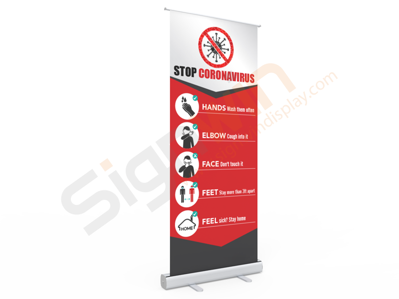 Stop Germs Standard Retractable Banner Stand with Economic Base 01 Stop Germs Standard Retractable Banner Stand with Economic Base 01