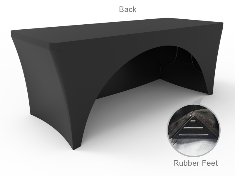 6ft Unprinted Black Stretch Fit Open Back Table Cover Signwin