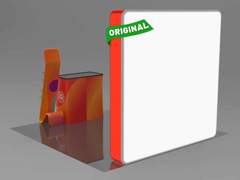 Custom 10x10ft Serpentine Brochure Literature Banner Stand & Podium Brilliant Tension Fabric LED Backlit Trade Show Display Column Booth Kit 26