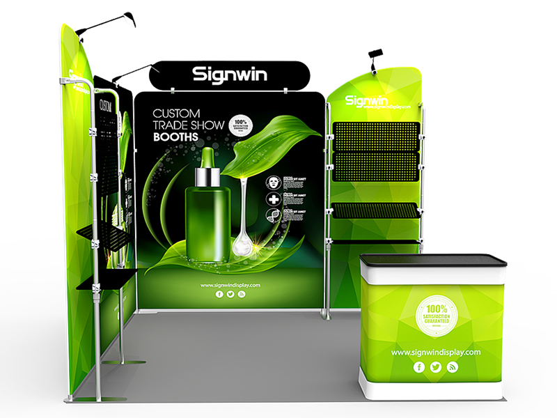 Custom 10x10ft Corner Butterfly Hanging & Shelving Booth Kit Q