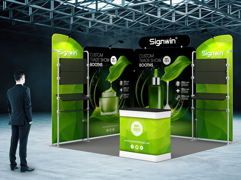 Custom 10x10ft Corner Butterfly Hanging & Shelving Booth Kit Q