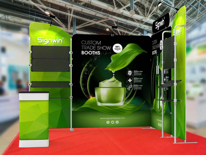 Custom 10x10ft Corner Butterfly Hanging & Shelving Booth Kit Q