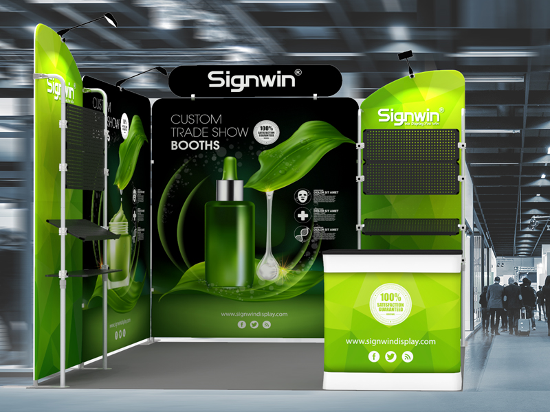 Custom 10x10ft Corner Butterfly Hanging & Shelving Booth Kit Q