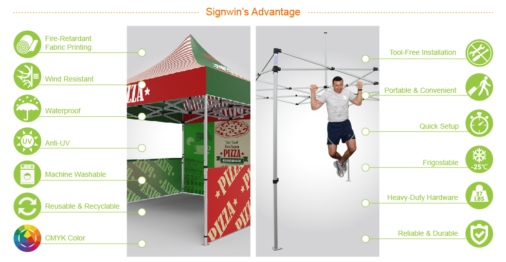 Signwin-10x10 Custom Pop Up Canopy Tent & Single-Sided Full Backwall & 2 x Single-Sided Half Sidewalls_10X10-HL-CT01_Advantage