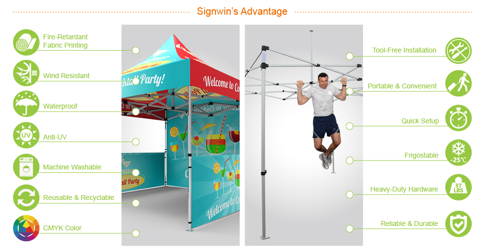 Signwin-10x10 Custom Pop Up Canopy Tent & Single-Sided Full Backwall & 2 x Double-Sided Half Sidewalls_10X10-HL-CT02_Advantage