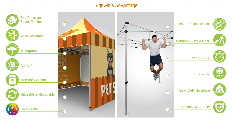 Signwin-10x10 Custom Pop Up Canopy Tent & Double-Sided Full Backwall & 2 x Double-Sided Full Sidewalls_10X10-HL-CT05_Advantage