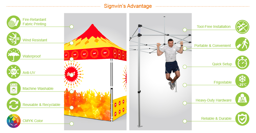 Signwin-10x10 Custom Pop Up Canopy Tent & 4 x Single-Sided Full Walls_10X10-HL-CT07_Advantage