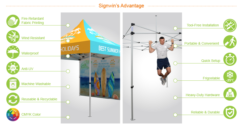 Signwin-10x10 Custom Pop Up Canopy Tent & Double-Sided Full Backwall_10X10-HL-CT08_Advantage