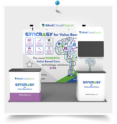 How Signwin Custom 10x10ft Standard Monitor Table Trade Show Display Booth Kit 27 Integrated in Data Solutions