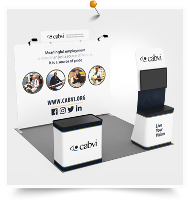 How Signwin Custom 10x10ft Standard Monitor Table Trade Show Display Booth Kit 27 Integrated in CABVI Employs Blind Indivisuals