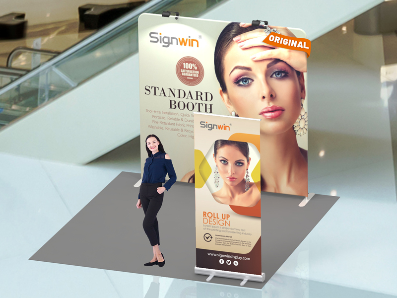 Custom 10x10ft Standard Flat Backdrop & Roll Up Banner Tension Fabric Trade Show Display Booth Kit 35