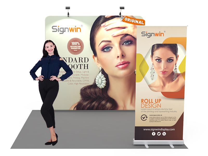 Custom 10x10ft Standard Flat Backdrop & Roll Up Banner Tension Fabric Trade Show Display Booth Kit 35