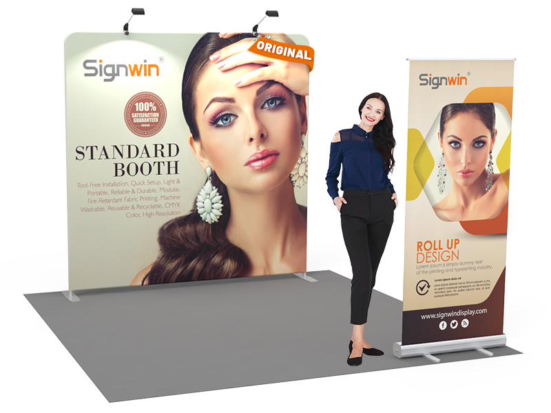 Custom 10x10ft Standard Flat Backdrop & Roll Up Banner Tension Fabric Trade Show Display Booth Kit 35