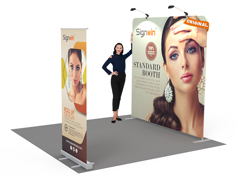 Custom 10x10ft Standard Flat Backdrop & Roll Up Banner Tension Fabric Trade Show Display Booth Kit 35