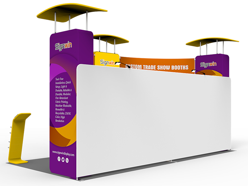 20ft custom trade show display booth kits with counter light roll up banner