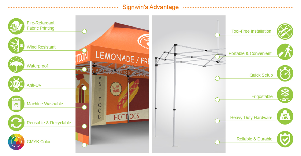 Signwin-10x20 Custom Pop Up Canopy Tent & Single-Sided Full Backwall & 2 x Single-Sided Half Sidewalls_10X20-HL-CT01_Advantage