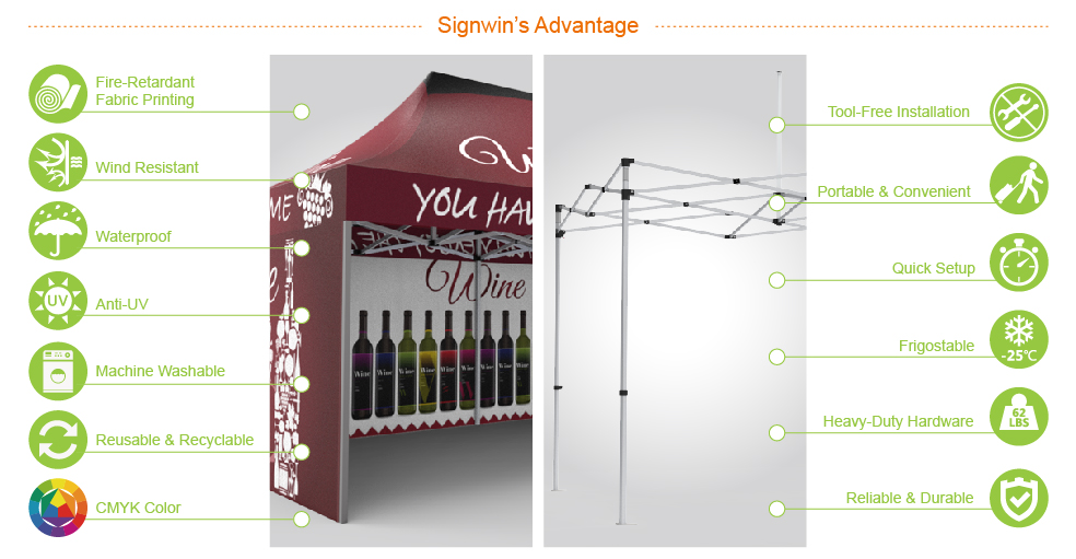 Signwin-10x20 Custom Pop Up Canopy Tent & Single-Sided Full Backwall & 2 x Single-Sided Full Sidewalls_10X20-HL-CT04_Advantage