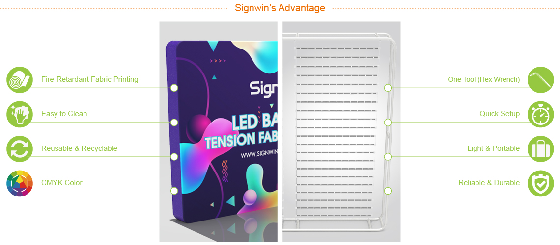 Signwin 10ft Flap & Brilliant Tension Fabric LED Backlit Trade Show Display 10X8-FT-BTFD Advantage