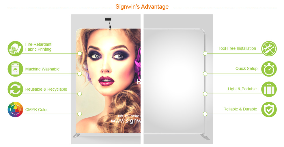Signwin 10ft Flat & Durable Tension Fabric Backwall Display 10X8-FT-TFD Advantage