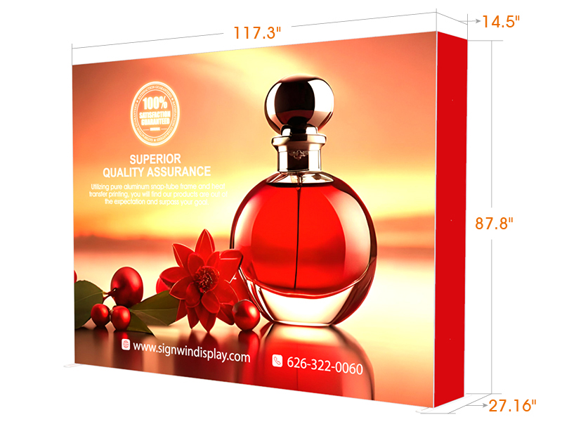 Custom 10ft Fascinating & Prolit SEG Backlit Pop Up Fabric Trade Show Backwall Display