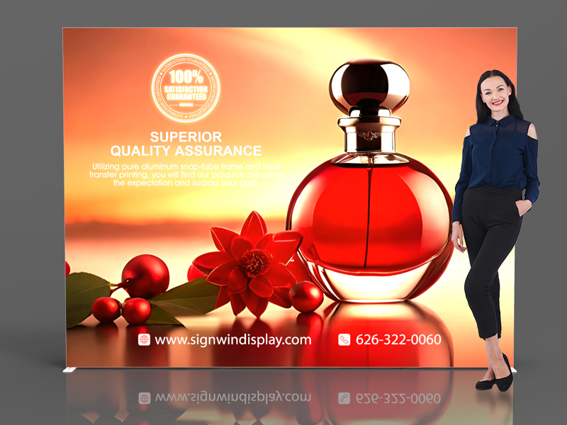 Custom 10ft Fascinating & Prolit SEG Backlit Pop Up Fabric Trade Show Backwall Display