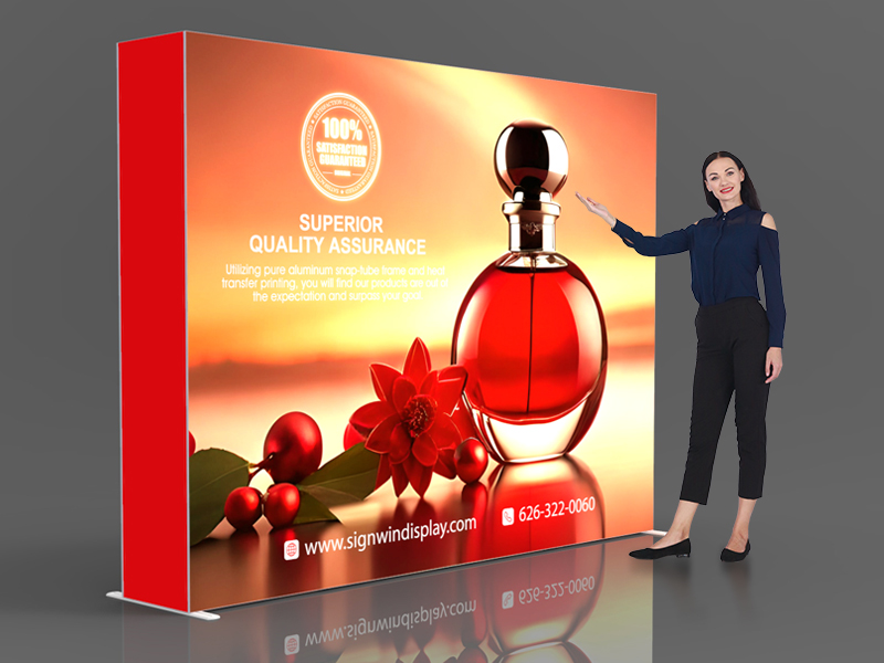 Custom 10ft Fascinating & Prolit SEG Backlit Pop Up Fabric Trade Show Backwall Display