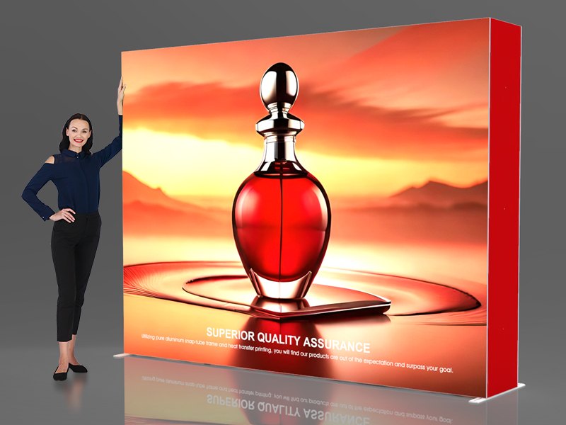 Custom 10ft Fascinating & Prolit SEG Backlit Pop Up Fabric Trade Show Backwall Display