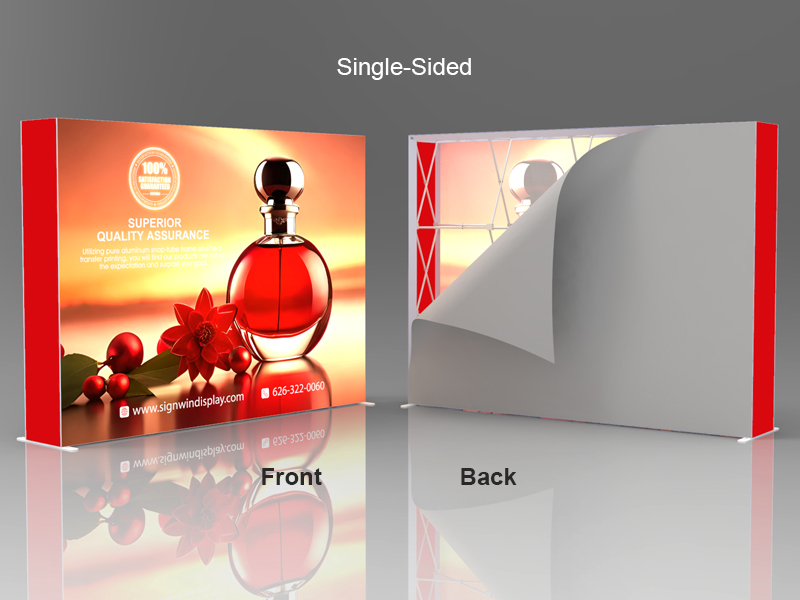 Custom 10ft Fascinating & Prolit SEG Backlit Pop Up Fabric Trade Show Backwall Display