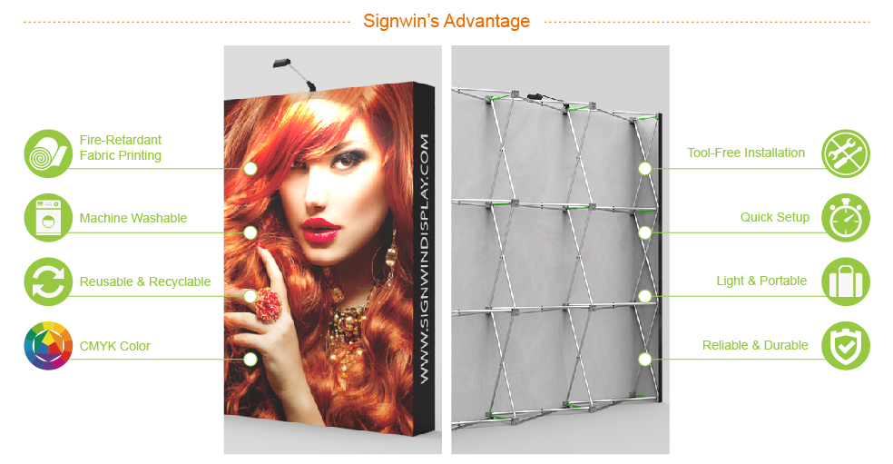 Signwin 15ft Straight & Easy Pop Up Backwall Display 15X8-ST-PUD Advantage