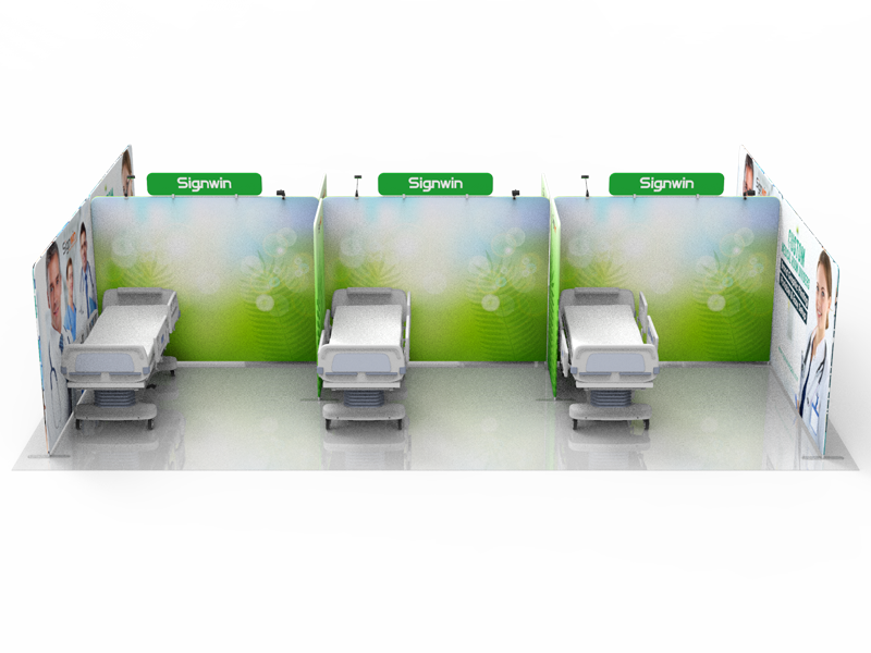 Custom 20x30ft Medical Room Divider Tension Fabric Brand Graphic Printing 01