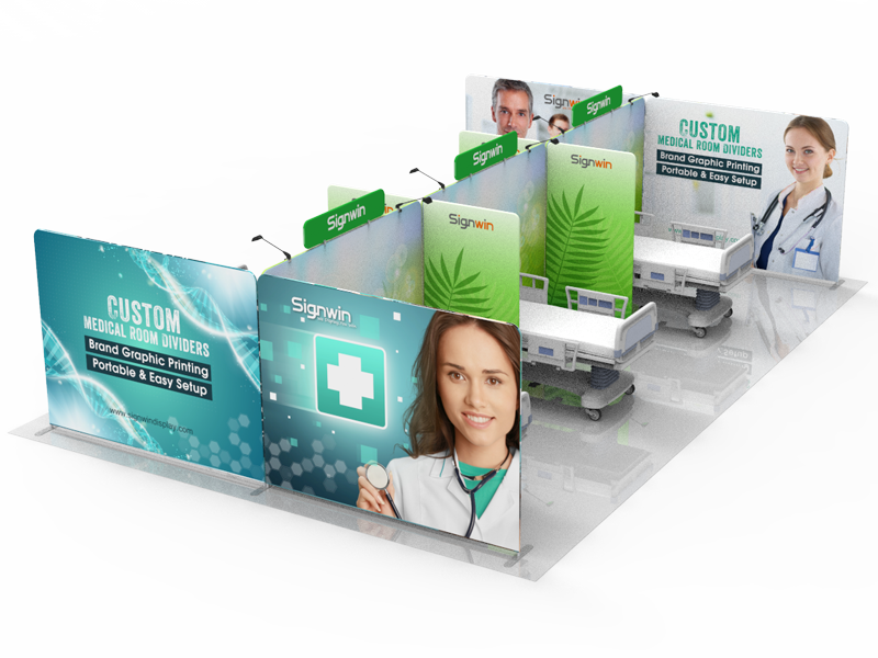Custom 20x30ft Medical Room Divider Tension Fabric Brand Graphic Printing 01
