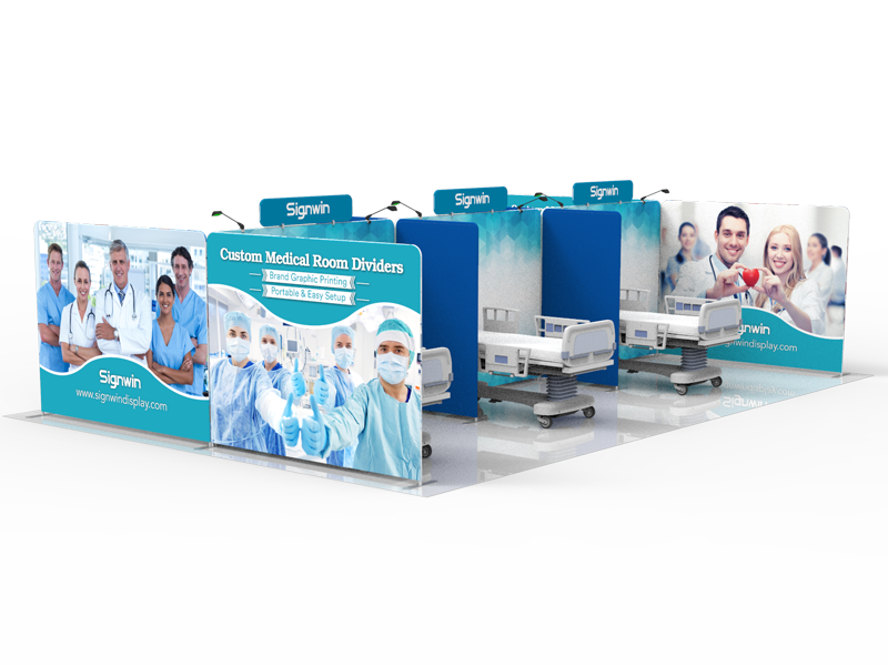Custom 20x30ft Medical Room Divider Tension Fabric Brand Graphic Printing 01