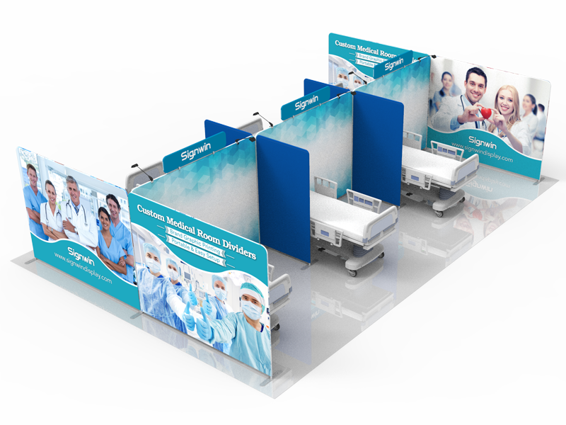 Custom 20x30ft Medical Room Divider Tension Fabric Brand Graphic Printing 01