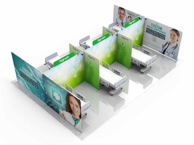 Custom 20x30ft Medical Room Divider Tension Fabric Brand Graphic Printing 01