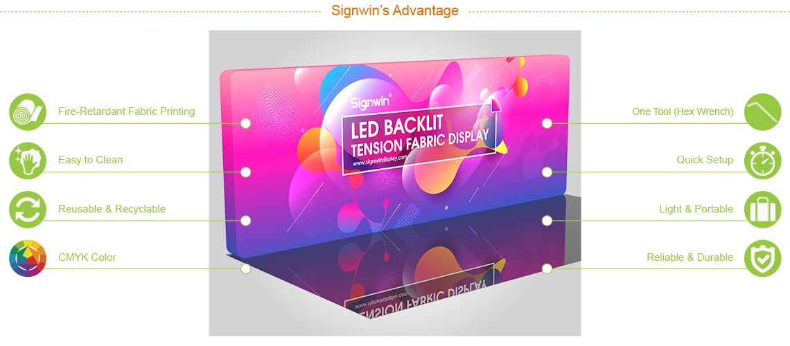Signwin Custom 20ft Flat Brilliant Tension Fabric LED Backlit Trade Show Display Column 20X8-FT-BTFD Advantage