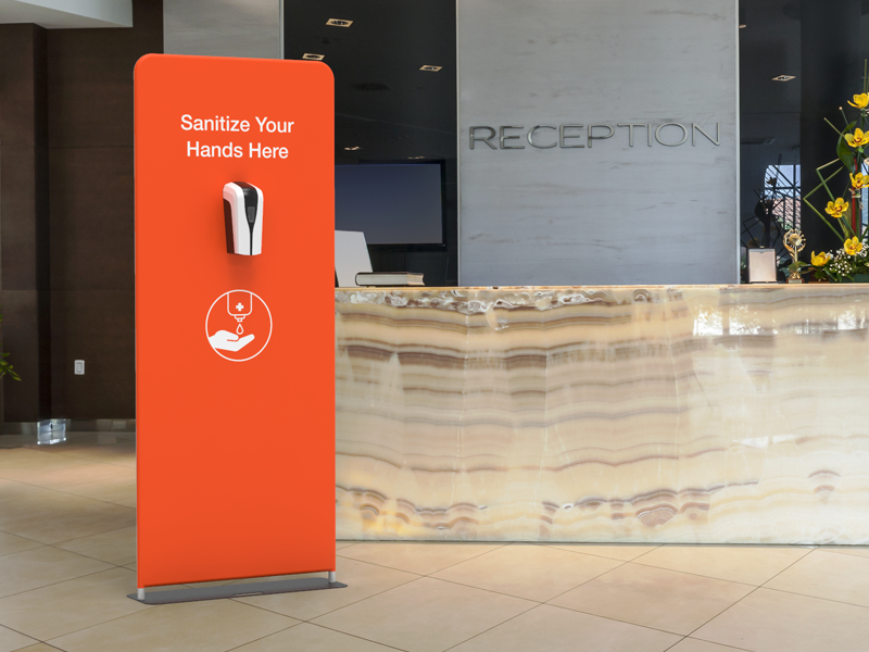 Public Automatic Hand Sanitizer Dispenser Printed Banner Stand