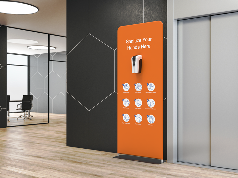 Public Automatic Hand Sanitizer Dispenser Printed Banner Stand