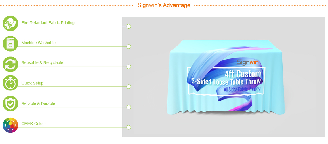 Signwin 4ft 3-Sided Stylish Custom Printing Loose Table Throw 4-T-TC advantage
