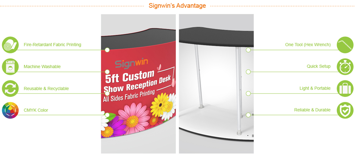 Signwin 5ft Trade Show Reception Desk Custom Printing 5-RD-TC Advantage