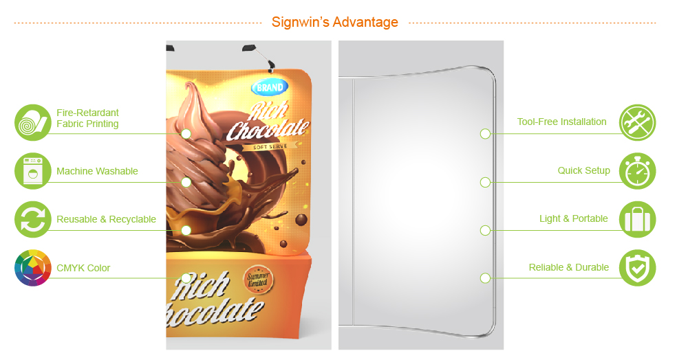Signwin 6ft Curved & Tabletop Tension Fabric Backwall Display 6X5.4-CD-TTFD Advantage
