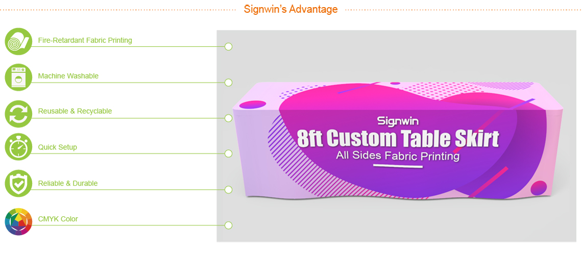 Signwin 8ft Custom Table Skirt Full Color Printing 8-A-TC Advantage