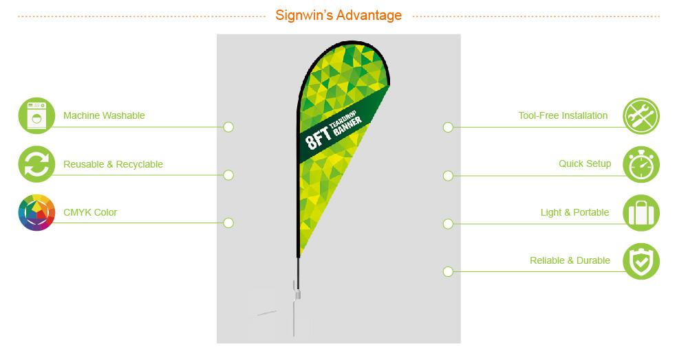 Signwin 8ft Teardrop Flag with Ground Stake 8-TP-TFGS Advantage