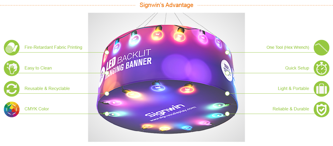 Signwin Custom Circular Tube Flamboyant Led Backlit Tradeshow Hanging Sign CT-BHBD Advantage