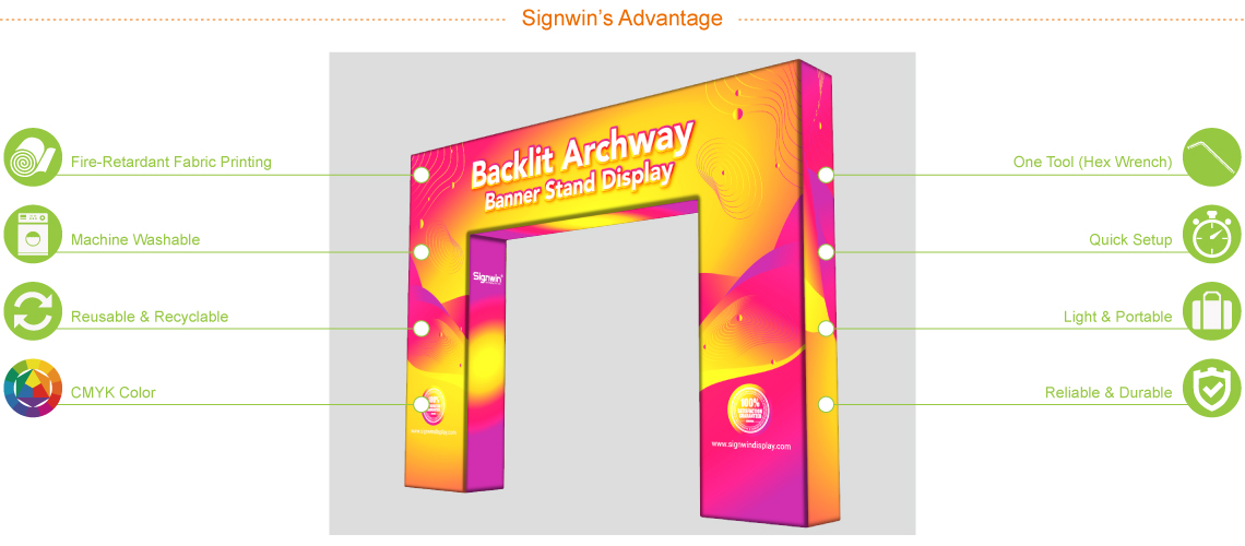 Signwin Custom LED Backlit Trade Show N Shaped Rectangular Prism Archway Banner Stand Display NRP-BABS Product Advantages Feature Overview Signwin Custom LED Backlit Trade Show N Shaped Rectangular Prism Archway Banner Stand Display NRP-BABS Product Advantages Feature Overview