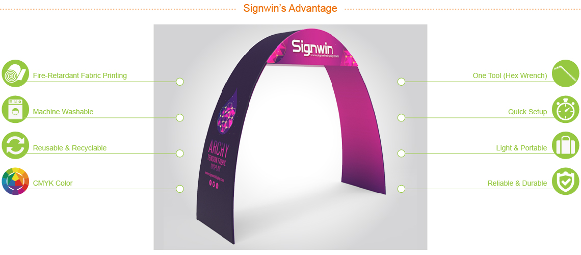 Signwin Custom Trade Show Ribbon Archway Banner Stand Display with Header 02 RN-ABS-02 Advantage