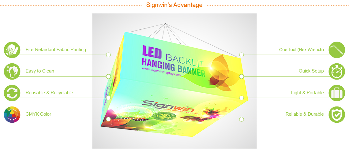 Signwin Custom Square Quad Flamboyant Led Backlit Tradeshow Hanging Sign_SQ-BHBD_Advantage